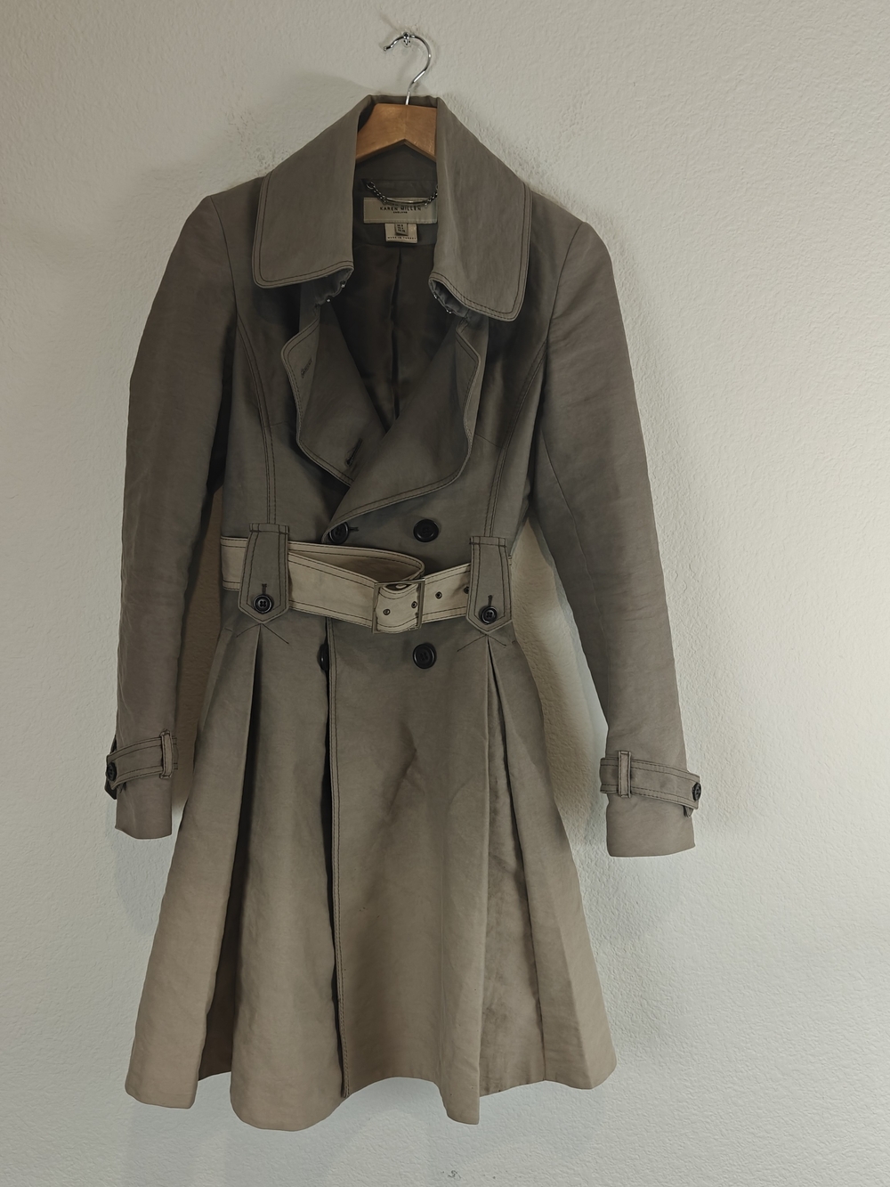 Karen Millen Taupe Belted Trench Dress Coat